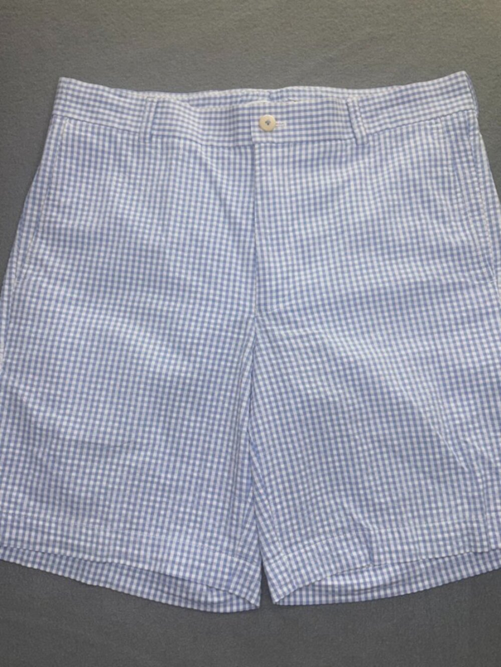 NWOT Southern Tide Men's Cotton Gingham Blue White Flat Front Short Preppy sz 32